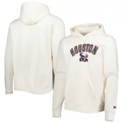 Men's New Era Cream Houston Texans Sideline Chrome Pullover Hoodie