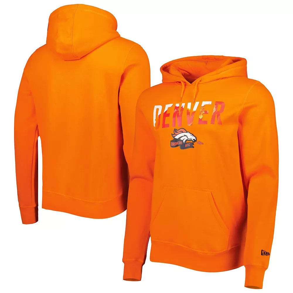 Men's New Era Orange Denver Broncos Ink Dye Pullover Hoodie 2 Men's New Era Orange Denver Broncos Ink Dye Pullover Hoodie - Image 2