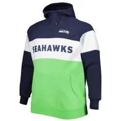 Men's New Era Neon Green/College Navy Seattle Seahawks Big & Tall Current Colorblock Raglan Fleece Pullover Hoodie -New Era Shop 6002343 ALT2