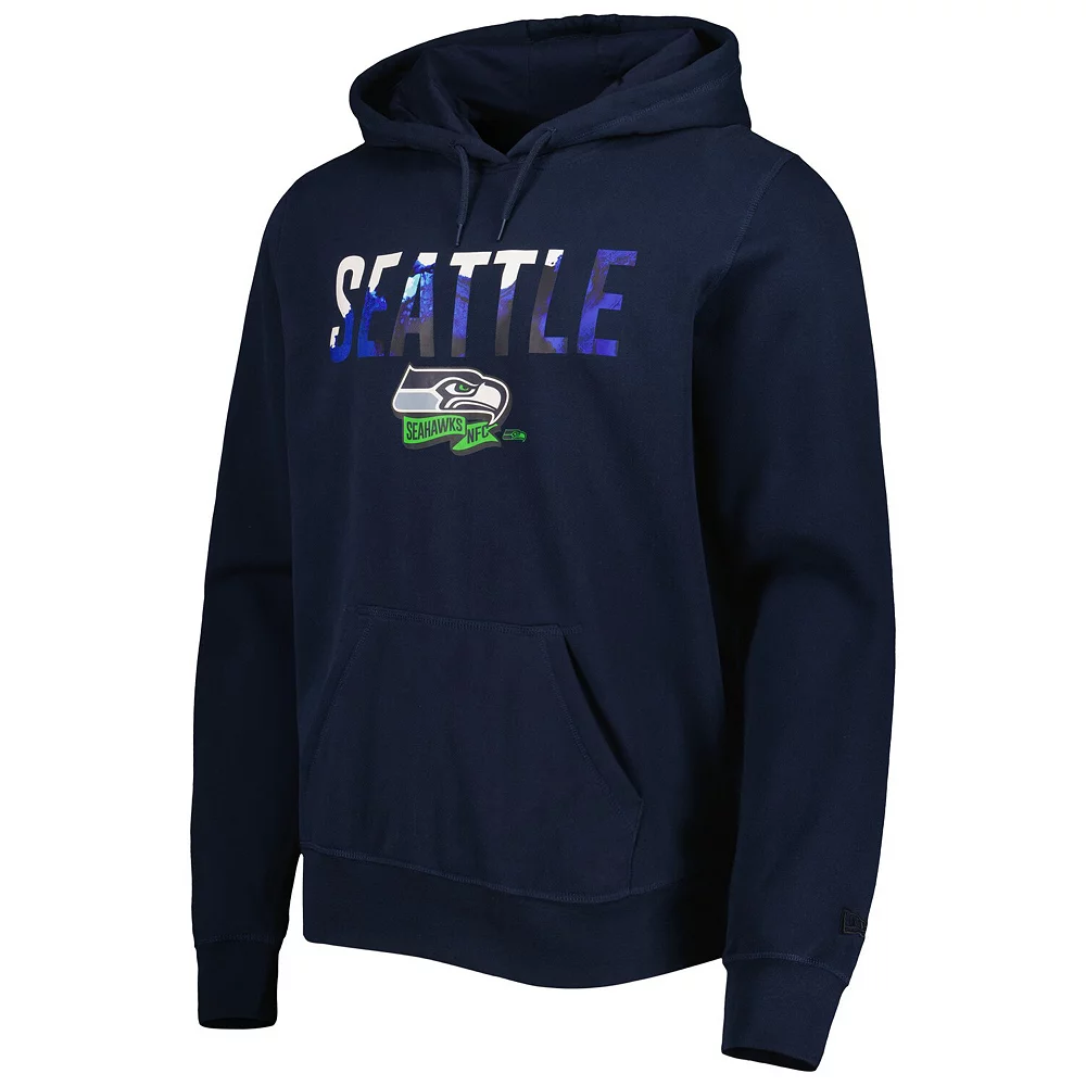 Men's New Era College Navy Seattle Seahawks Ink Dye Pullover Hoodie 3 Men's New Era College Navy Seattle Seahawks Ink Dye Pullover Hoodie - Image 3