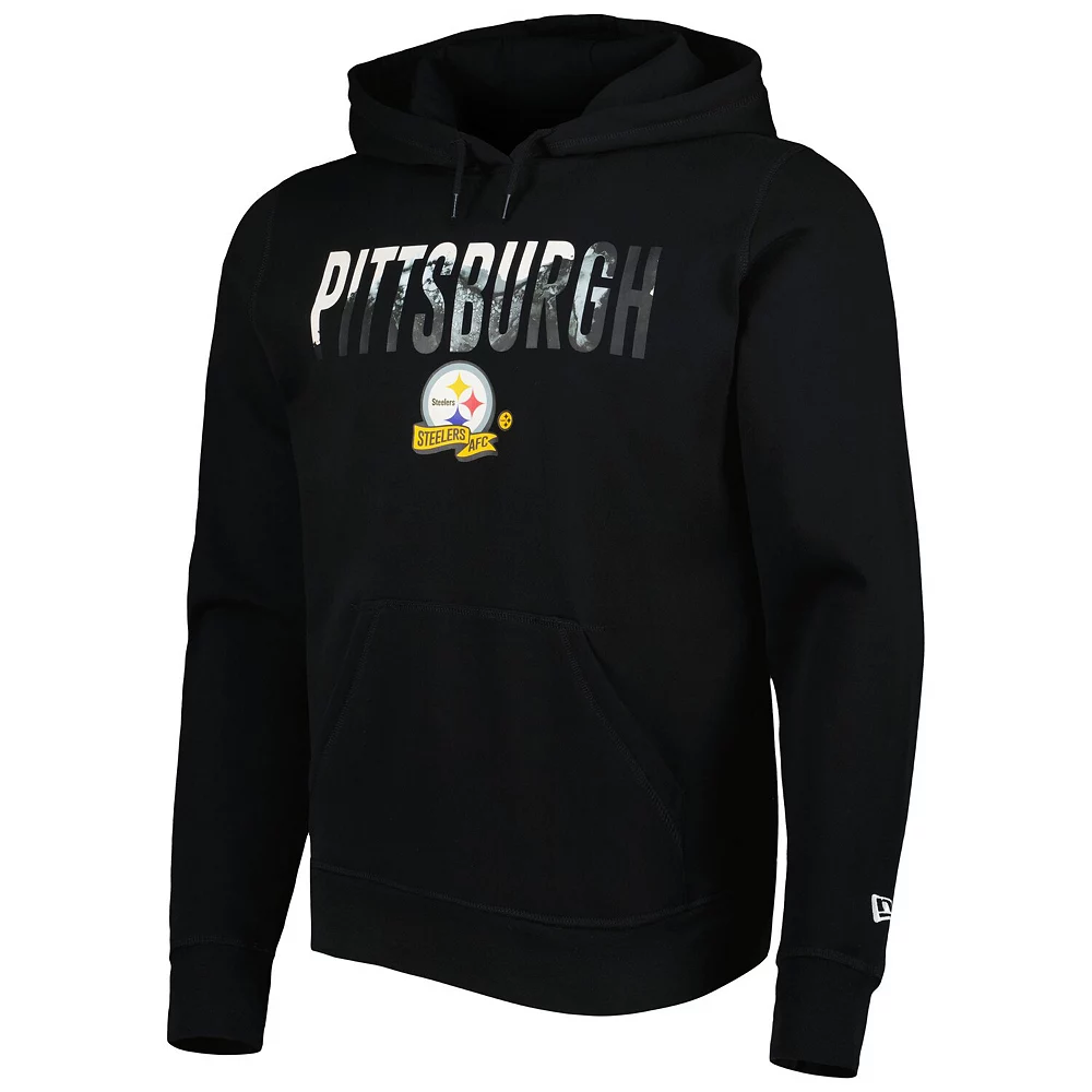 Men's New Era Black Pittsburgh Steelers Ink Dye Pullover Hoodie 3 Men's New Era Black Pittsburgh Steelers Ink Dye Pullover Hoodie - Image 3