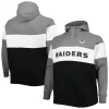 Men's New Era Silver Las Vegas Raiders Big & Tall Throwback Colorblock Fleece Raglan Pullover Hoodie
