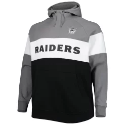 Men's New Era Silver Las Vegas Raiders Big & Tall Throwback Colorblock Fleece Raglan Pullover Hoodie 5 Men's New Era Silver Las Vegas Raiders Big & Tall Throwback Colorblock Fleece Raglan Pullover Hoodie -New Era Shop 6010577 ALT2