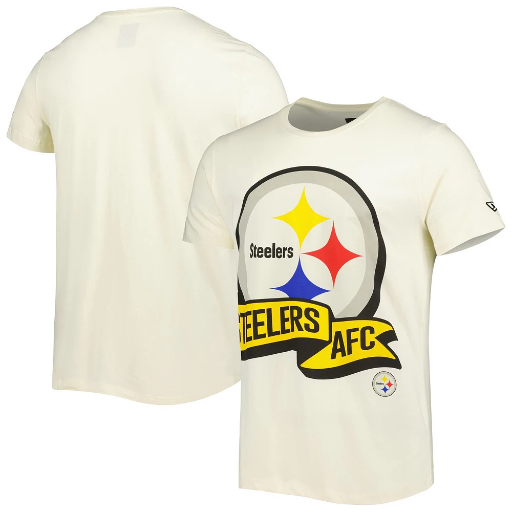 Men's New Era Cream Pittsburgh Steelers Sideline Chrome T-Shirt 2 Men's New Era Cream Pittsburgh Steelers Sideline Chrome T-Shirt - Image 2