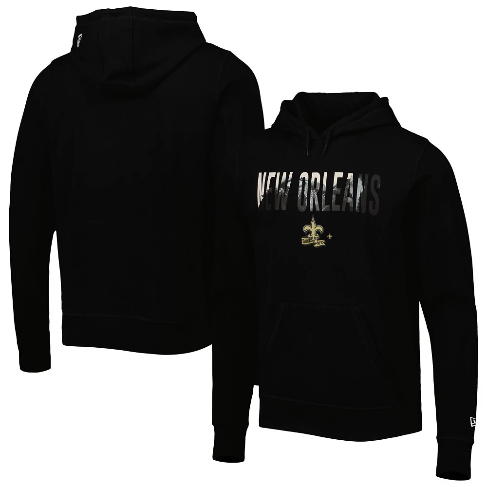 Men's New Era Black New Orleans Saints Ink Dye Pullover Hoodie 2 Men's New Era Black New Orleans Saints Ink Dye Pullover Hoodie - Image 2