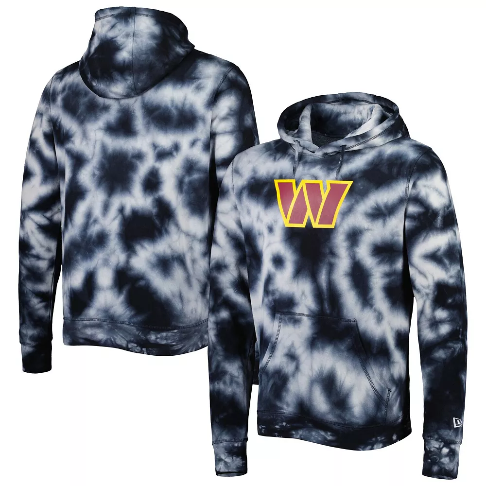 Men's New Era Black Washington Commanders Team Tie-Dye Pullover Hoodie 1 Men's New Era Black Washington Commanders Team Tie-Dye Pullover Hoodie