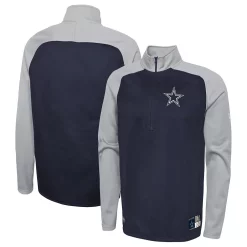 Men's New Era Navy Dallas Cowboys Combine Authentic O-Line Raglan Half-Zip Jacket