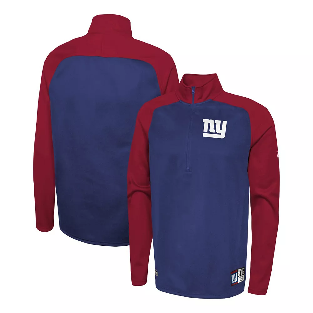 Men's New Era Royal New York Giants Combine Authentic O-Line Raglan Half-Zip Jacket 1 Men's New Era Royal New York Giants Combine Authentic O-Line Raglan Half-Zip Jacket