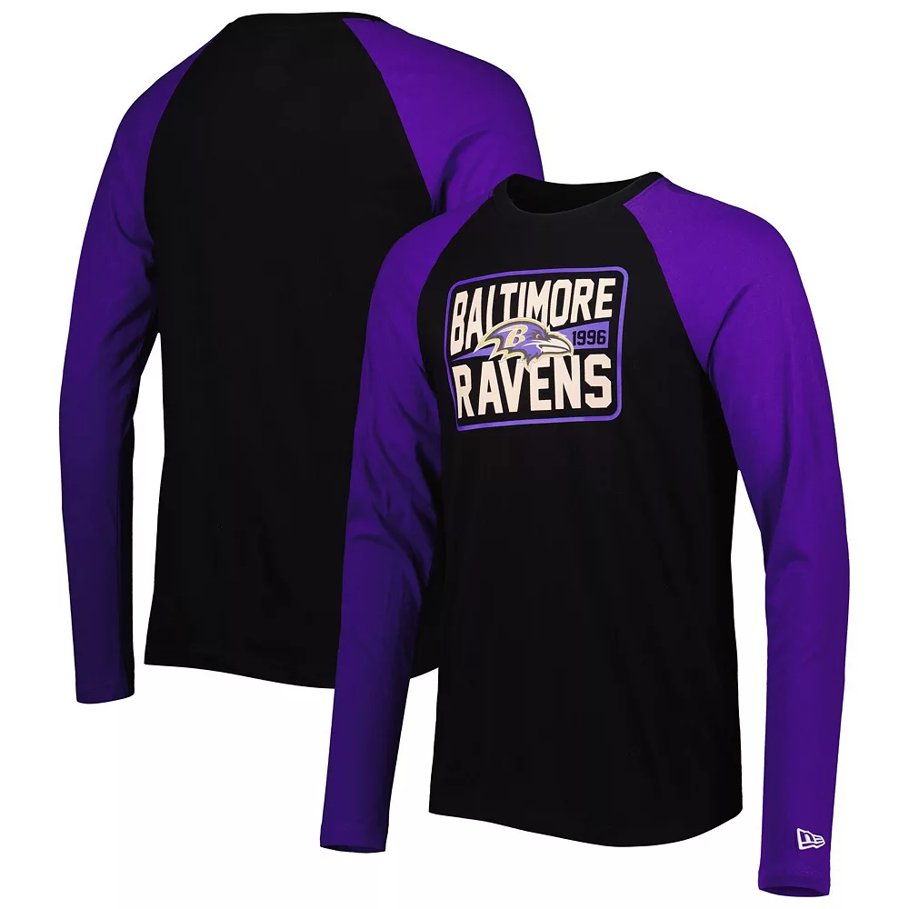 Men's New Era Black Baltimore Ravens Current Raglan Long Sleeve T-Shirt 2 Men's New Era Black Baltimore Ravens Current Raglan Long Sleeve T-Shirt - Image 2