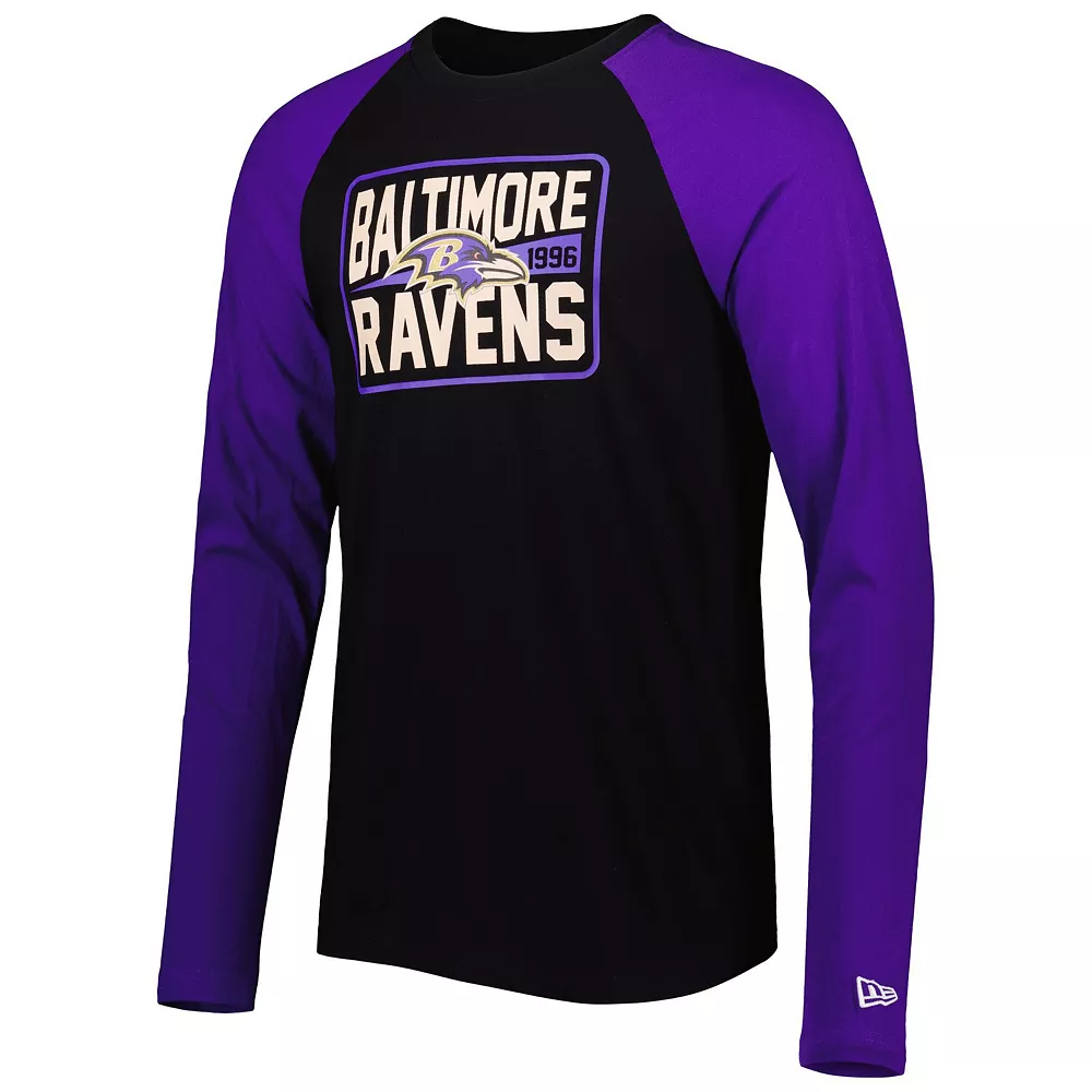 Men's New Era Black Baltimore Ravens Current Raglan Long Sleeve T-Shirt 3 Men's New Era Black Baltimore Ravens Current Raglan Long Sleeve T-Shirt - Image 3