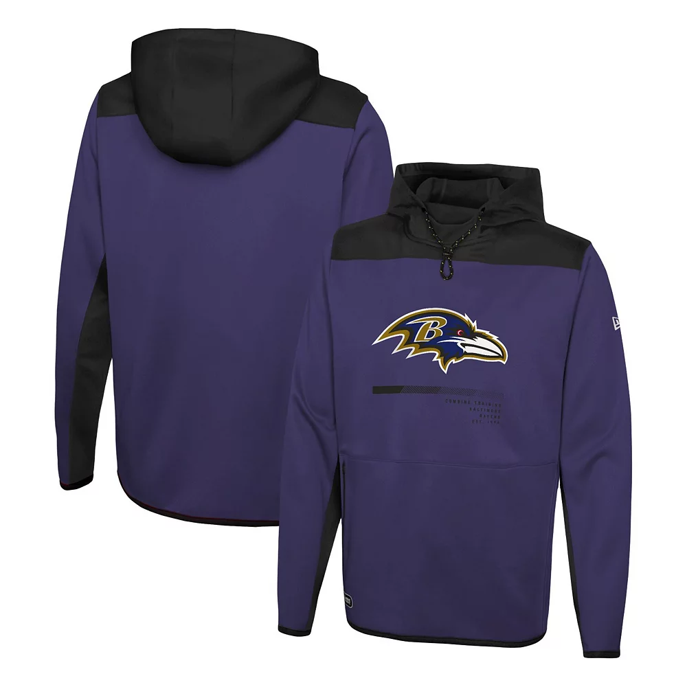 Men's New Era Purple Baltimore Ravens Combine Authentic Hard Hitter Pullover Hoodie 1 Men's New Era Purple Baltimore Ravens Combine Authentic Hard Hitter Pullover Hoodie