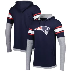 Men's New Era Navy New England Patriots Long Sleeve Hoodie T-Shirt