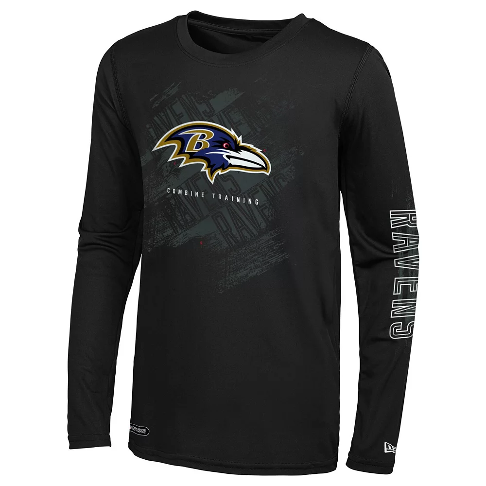 Men's New Era Black Baltimore Ravens Combine Authentic Action Long Sleeve T-Shirt 1 Men's New Era Black Baltimore Ravens Combine Authentic Action Long Sleeve T-Shirt