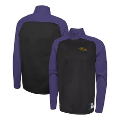 Men's New Era Black Baltimore Ravens Combine Authentic O-Line Raglan Half-Zip Jacket