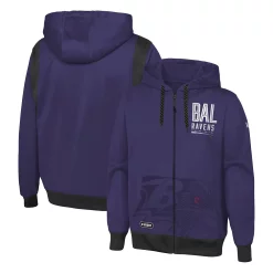 Men's New Era Purple Baltimore Ravens Combine Authentic Drop Back Full-Zip Hoodie