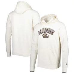 Men's New Era Cream Baltimore Ravens Sideline Chrome Pullover Hoodie