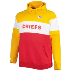 Men's New Era Red/Gold Kansas City Chiefs Big & Tall Current Colorblock Raglan Fleece Pullover Hoodie -New Era Shop 6028781 ALT2