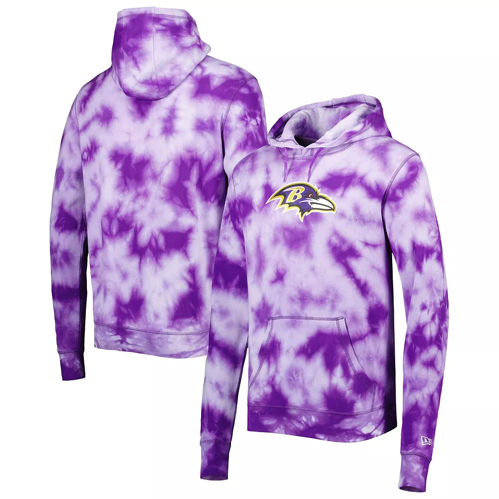 Men's New Era Purple Baltimore Ravens Team Tie-Dye Pullover Hoodie 2 Men's New Era Purple Baltimore Ravens Team Tie-Dye Pullover Hoodie - Image 2
