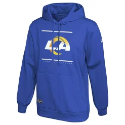 Men's New Era Royal Los Angeles Rams Combine Authentic Split Defense Pullover Hoodie
