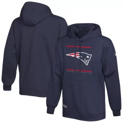 Men's New Era Navy New England Patriots Combine Authentic Split Defense Pullover Hoodie