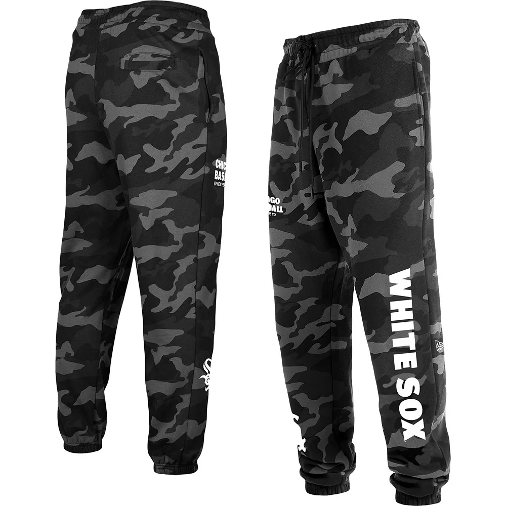 Men's New Era Black Chicago White Sox Camo Jogger Pants 2 Men's New Era Black Chicago White Sox Camo Jogger Pants - Image 2