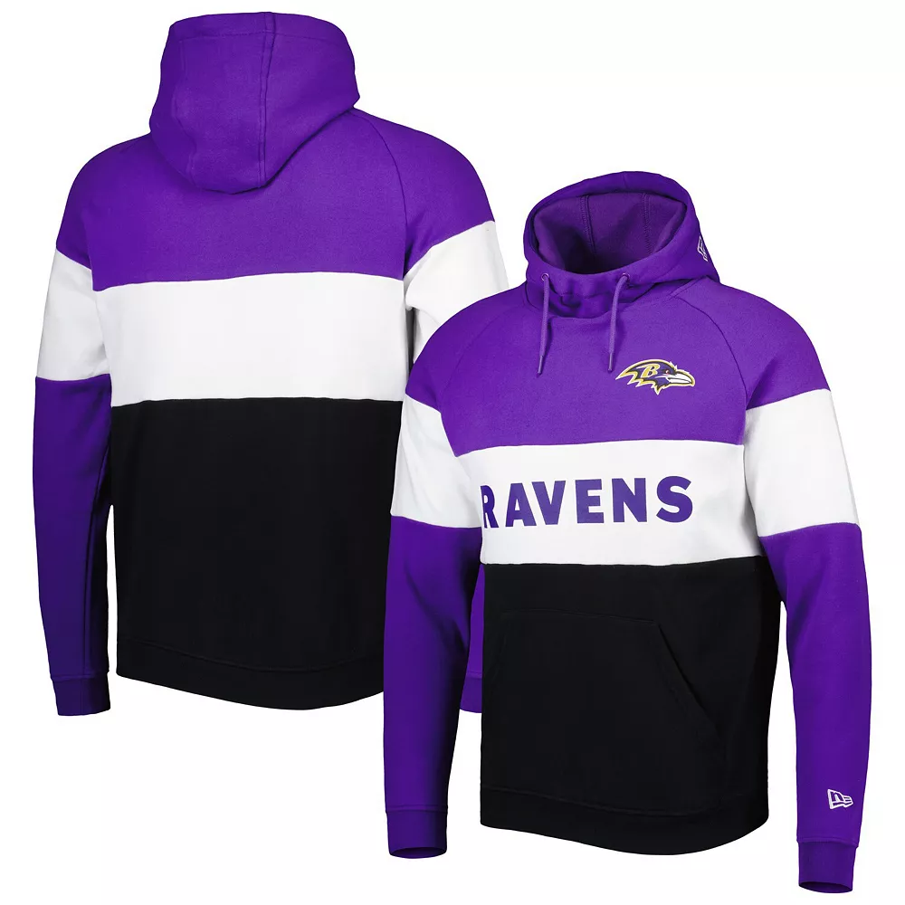Men's New Era Black Baltimore Ravens Colorblock Current Pullover Hoodie 2 Men's New Era Black Baltimore Ravens Colorblock Current Pullover Hoodie - Image 2