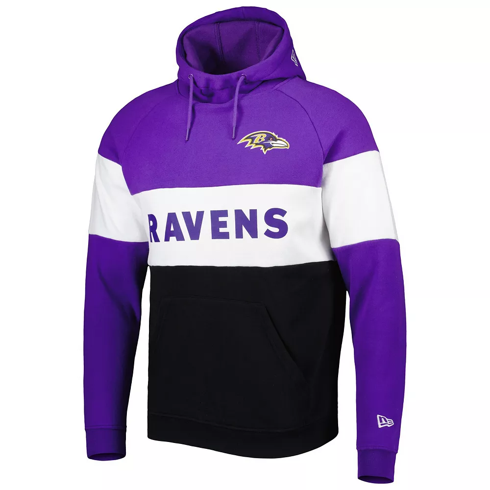 Men's New Era Black Baltimore Ravens Colorblock Current Pullover Hoodie 3 Men's New Era Black Baltimore Ravens Colorblock Current Pullover Hoodie - Image 3