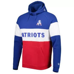 Men's New Era Red/Royal New England Patriots Colorblock Throwback Pullover Hoodie -New Era Shop 6156064 ALT2