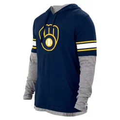 Men's New Era Navy Milwaukee Brewers Twofer Pullover Hoodie -New Era Shop 6156243 ALT2