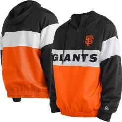 Men's New Era Orange San Francisco Giants Raglan Quarter-Zip Hoodie