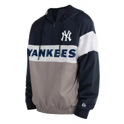 Men's New Era Gray/Navy New York Yankees Raglan Quarter-Zip Hoodie -New Era Shop 6161905 ALT2